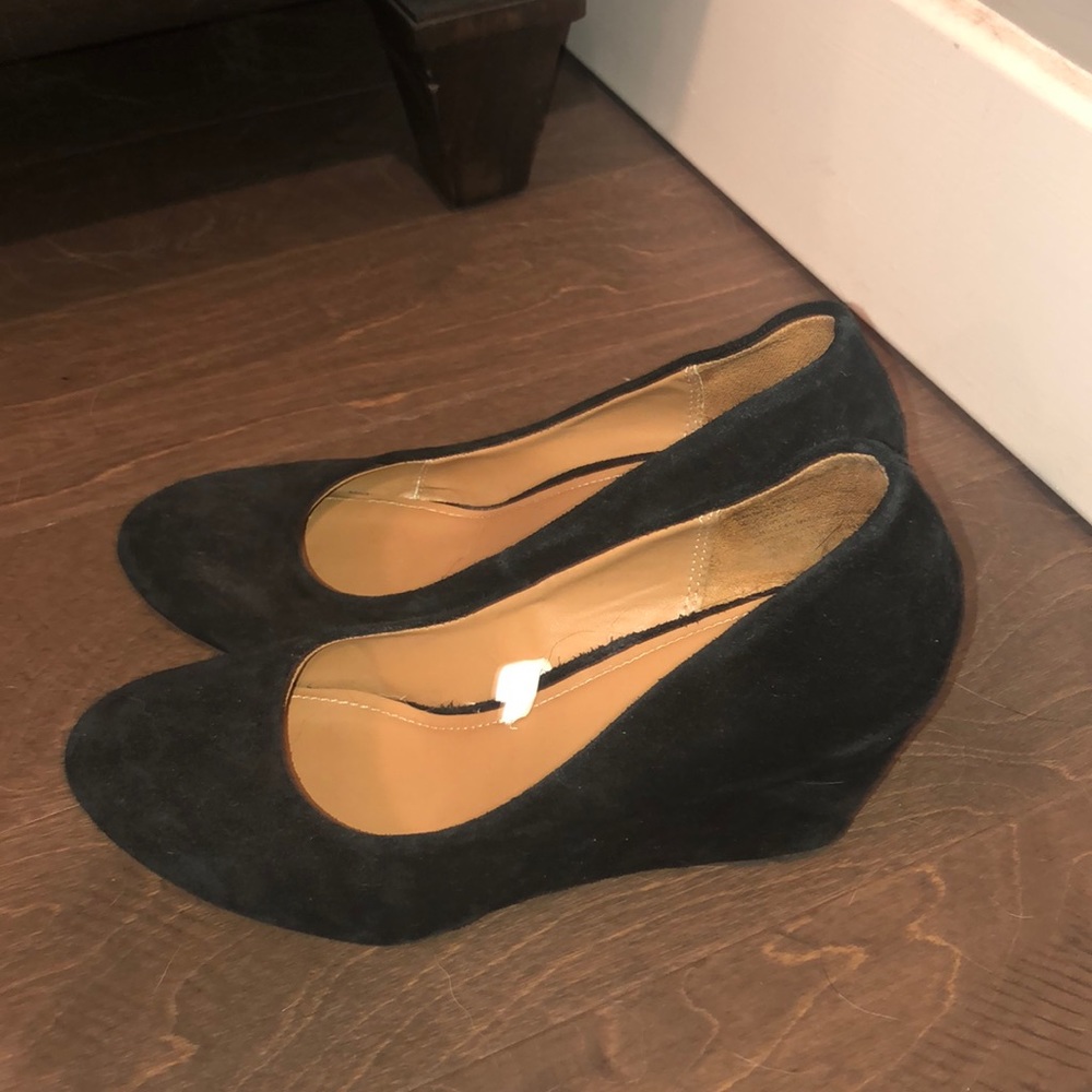 Black suede wedges